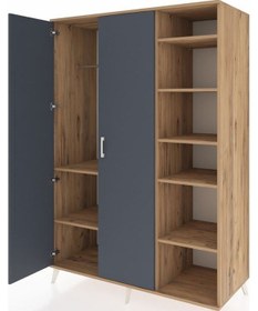 Resim Kronos Dolap 7 Raflı 2 Kapaklı Tek Askılı 132x59x195 Çam-antrasit/çam Antrasıt/atlas Çam 