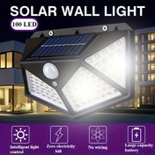 Resim 1 Adet Güneş Enerjili Hareket Sensörlü Duvar Lambası – 100 LED Su Geçirmez Dış Mekan Güvenlik Lambası, IP65 Bahçe Çit Lambası PIR Hareket Algılama Özellikli, Kolay Kurulum, Alacakaranlık’tan Şafağa, Veranda, Garaj, Patio ve Yürüyüş Yolları İçin İdeal, Tatil Dekoru 