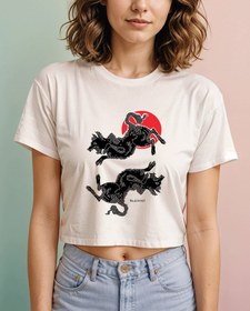 Resim Kurt Gibi Viskili Crop Tişört 