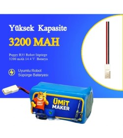 Resim Puppy R35 Robot Süpürge 3200 mAh 14.4 V Batarya - Orjinal Uyumlu Uzun Ömürlü, Yüksek Performans Pil 