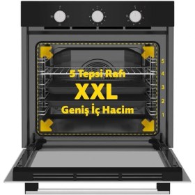 Resim Simfer 8205 Siyah 4 Fonksiyon Ankastre Powerturbo Fırın 