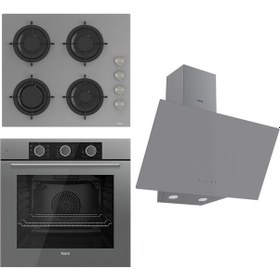 Resim Ferre Flowart Basıc Serisi XE62CPR - CS208 - D079 Gri Ankastre Set 