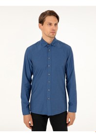 Resim Pierre Cardin Erkek İndigo Gömlek Desenli 50293255-vr028 İndigo 