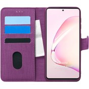 Resim Samsung Galaxy A81 Kılıf Fabric Book Wallet Mor Microsonic