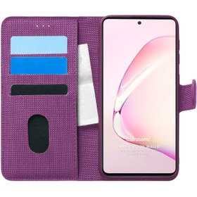 Resim Samsung Galaxy A81 Kılıf Fabric Book Wallet Mor 