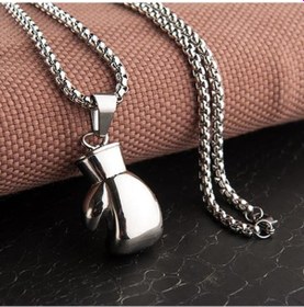 Resim Çelik Zincirli Boks Eldiveni Erkek Kolye Takı Aksesuar K24 T5 Çelik 