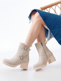 Resim 5109-3027 Kahverengi Topuklu Fermuarlı Günlük Kadın Bot - Kopya Resimdeki Renk 