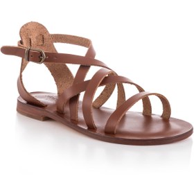 Resim DaphneSandals El Yapımı Hakiki Deri Taba Kadın Bodrum Sandaleti - 20249 