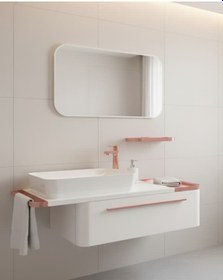 Resim Creavit Angel Lavabo Dolabı 120 Cm Beyaz Bakır Ve Led Ayna Beyaz 