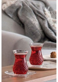Resim Timeless Kesme Kristal Çay Bardağı Seti Takımı 12 Parça Çay Seti 96992 Şeffaf 