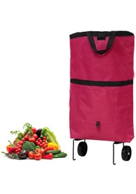 Resim Microcase Tekerlekli Cepli Tasarım Katlanabilir Portatif Pazar Market Arabası Malzeme Çantası- Al4966 - Kırmızı 
