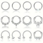 Resim Çeşitli Paslanmaz Çelik Burun Halkası, Seksi K-Pop Tarzı, Septum Tıkacı, Opal Kıkırdak, Helix Tragus Daith Halkası, Piercing Takı 