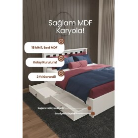 Resim Renazzo Mobilya Stark 4 Çekmeceli Modern Karyola - 1. Sınıf 18 mm Mdf ve Tekerlekli Geniş Depolama Alanlı Karyola 