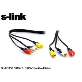 Resim S-Link Sl-Rca10 3Rca To 3Rca 10M Gold Kablo 