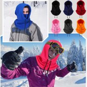 Resim 1 adet Rüzgar Geçirmez Balaclava Kayak Maskesi Şapka, Erkekler ve Kadınlar için Sıcak Polar Boyun Isıtıcısı, Polyester Non-woven Kumaş, Nem Emici, Ayarlanabilir Bağcıklı, Düz Renk, Esnek, Açık Hava Sporları, Bisiklet, Motosiklet, Noel - Kış Mevsimi 