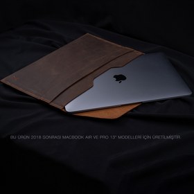 Resim minimal X design Deri Macbook Kılıfı - Macbook Air & Pro 13 - Gerçek Deri & El Yapımı - Minimalist Tasarım 