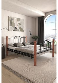 Resim Argimo Pasifik Çift Kişilik Ferforje Metal Karyola Siyah 160 x 200 