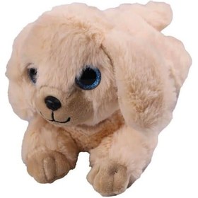Resim Havlayan Sesli Köpek Peluş Oyuncak Uyku Arkadaşı Hediyelik Peluş Yatan Köpek 35 Cm Kahverengi 