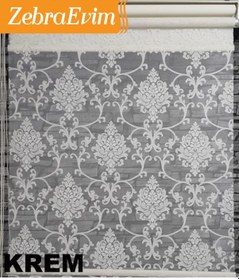 Resim 3Renk Çift Mekanizma Damask Siyah-Krem-Kahve Tül Stor Zebra Perde 