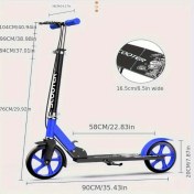 Resim 12 Sahne Mevcut, Katlanabilir Scooter - Yetişkinler ve Gençler İçin Uygun, Ön Fren ve Şok Emme Sistemi ile, Hafif Şehir İçi Taşıma Elektriksiz Sürücü, Gevşek Mat Ayaklık, Beyaz/Mavi/Beyaz/Pembe 