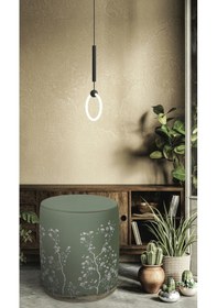 Resim Bluehomeconcept Adawall Yeşil Çiçek Tasarımlı Puf 