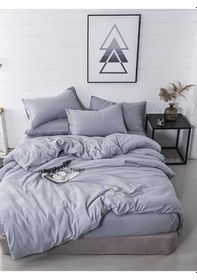 Resim Tek Kişilik Gri Pamuk Saten Nevresim Takımı Çok Renkli 