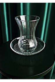 Resim 6 Kişilik İnce Bel Dekorlu Çay Takımıı 125 Cc Şeffaf 