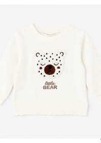 Resim Zekids Kız Bebek Ayıcık Punch İşlemeli Sweatshirt-16305 Ekru 
