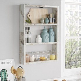 Resim Yurudesign Pera 3'lü Duvar Rafı Mutfak Banyo Rafı Mermer Pr1-ef 