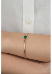 Resim 14 Ayar Altın Yeşil Taşlı İtalyan Bileklik 948 Gold Sarı Altın 