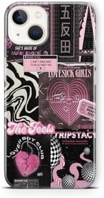 Resim Multitronic iPhone 14 Uyumlu Lovesick Girls Tasarım Baskılı Şeffaf Kılıf 