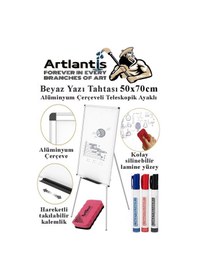 Resim Ayaklı Beyaz Yazı Tahtası 50x70 Cm Teleskobik Ayaklı 1 Adet Alüminyum Kolay Silinebilir Ergomik Beyaz Yazı Tahtası 