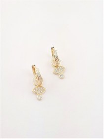Resim BESİM SİLVER Sallantılı Minik Göz Gold Gümüş Küpe 