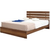 Resim Pasifichome Huga Çift Kişilik Ahşap Karyola Ceviz 180 Cm / Başlıklı Karyola 