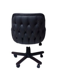 Resim Ofis Koltuğu Çalışma Sandalyesi Ahşap Ayaklı Antrasit Suni Deri 