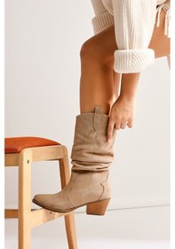 Resim Lise-britt Vizon Süet Körüklü Nakışlı Western Bot 001 