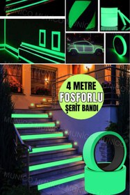 Resim Munico 4 Metre Aydınlık Kendinden yapışkanlı Gece Görüş Karanlıkta Parlayan Güvenlik Uyarı Bandı Dekorasyon 