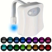 Resim 16 Renkli LED Hareket Sensörlü Tuvalet Işığı - Otomatik Açma/Kapama, Kızılötesi Sensör, Kolay Kurulum, Enerji Tasarruflu, Gece Geç Banyo Girişimleri İçin Eğlenceli Parti Atmosferi, Çok Renkli Işıklı Beyaz Tasarım, Tuvalet Dekoru ve Aksesuarları 