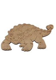 Resim Ahşap Boyanabilir Dinozor Figürü Ankylosaurus 18x12 Cm - 3mm Mdf Eğitici Boyama Seti 10 Adet 