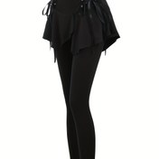 Resim Kadınların Dantelli Detaylı Rahat Örgü Şortları, %95 Polyester %5 Spandex, Tüm Mevsimler İçin Düz Renk Pantolonlar, 200g/m² Kumaş Ağırlığı 