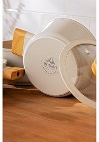 Resim Emsan Swiss Crystal 6 Parça Midi Tencere Seti Krem 