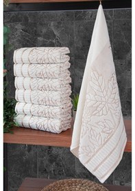 Resim Çınar Jakarlı 6 Lı Kadife Pamuklu El Ve Yüz Havlu Seti 50x90 Cm - 04557 - Gold Altın - Siyah 