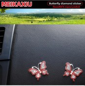 Resim 2 Adet Elmas Kaplı Köpüklü Metal Araba Araba Blingbling Araba Dekorasyon Çıka Kırmızı Kırmızı 