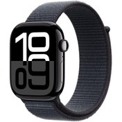 Resim Apple Watch Series 10 GPS 42mm Jet Siyah Alüminyum Kasa + Mürekkep Moru Spor Loop 