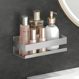 Resim 1 Adet 304 Paslanmaz Çelik Duvara Monte Banyo Depolama Rafı - Şampuan, Saç Kremi ve Vücut Yıkayıcı için Şık Çok Amaçlı Düzenleyici, Modern Minimalist Tasarım, Banyo Dekoru ve Aksesuarları, Raflar 