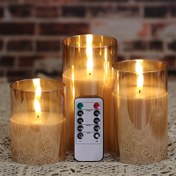 Resim 3 Adet LED Elektronik Mum Işık Seti, Parlak Metal Kaplama, Plastik, Piletle çalışlı, Anahtarlanabilir, Ev Dekorasyonu, Romantik Atmosfer, Düğlün, İstek, Noel, Sevgililer Günü, Şirket Partisi için 