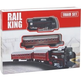 Resim Rail King Oyuncak Tren Seti Pilli 12Parça Raylı Vagonlu Kara Tren 