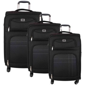 Resim Bagacar Ultra Hafif Körüklü Kumaş 3 Lü Valiz Seti Siyah 