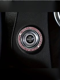 Resim Clear Pink Araç start stop tuş halkası pembe taşlı 1 adet 