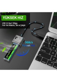 Resim Ally M.2 Sata USB 3.0 Gen1 SSD Harddisk Kutusu M.2 NGFF- JMS578 Taşınabilir Disk Aparatı 